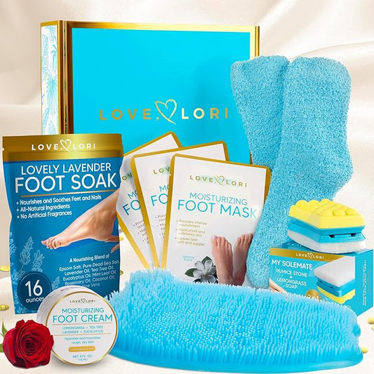 LOVE, LORI Foot Spa Kit, Foot Care Kit, Self Care Gifts for Women, 8 Piece Pedicure Kit, Great Valentine Day Gifts for Her, Gifts for Women, Spa Gifts-Velvo Beauty