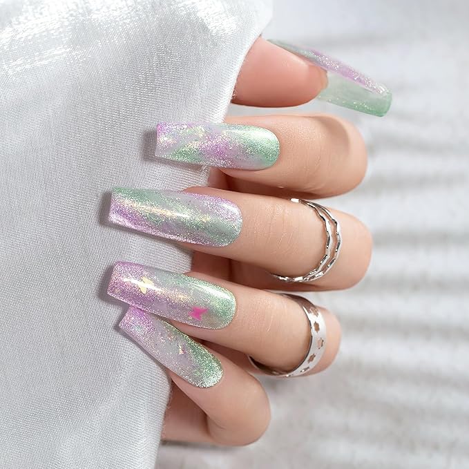 RARJSM Aurora Mermaid Cat Eye Gel Nail Polish Set 6 Colors Velvet Silver Glitter Pink Green Blue Purple Galaxy Star Shimmer Gel Polish with Magnetic Stick UV LED Curing Requires Soak Off Home Salon-Velvo Beauty