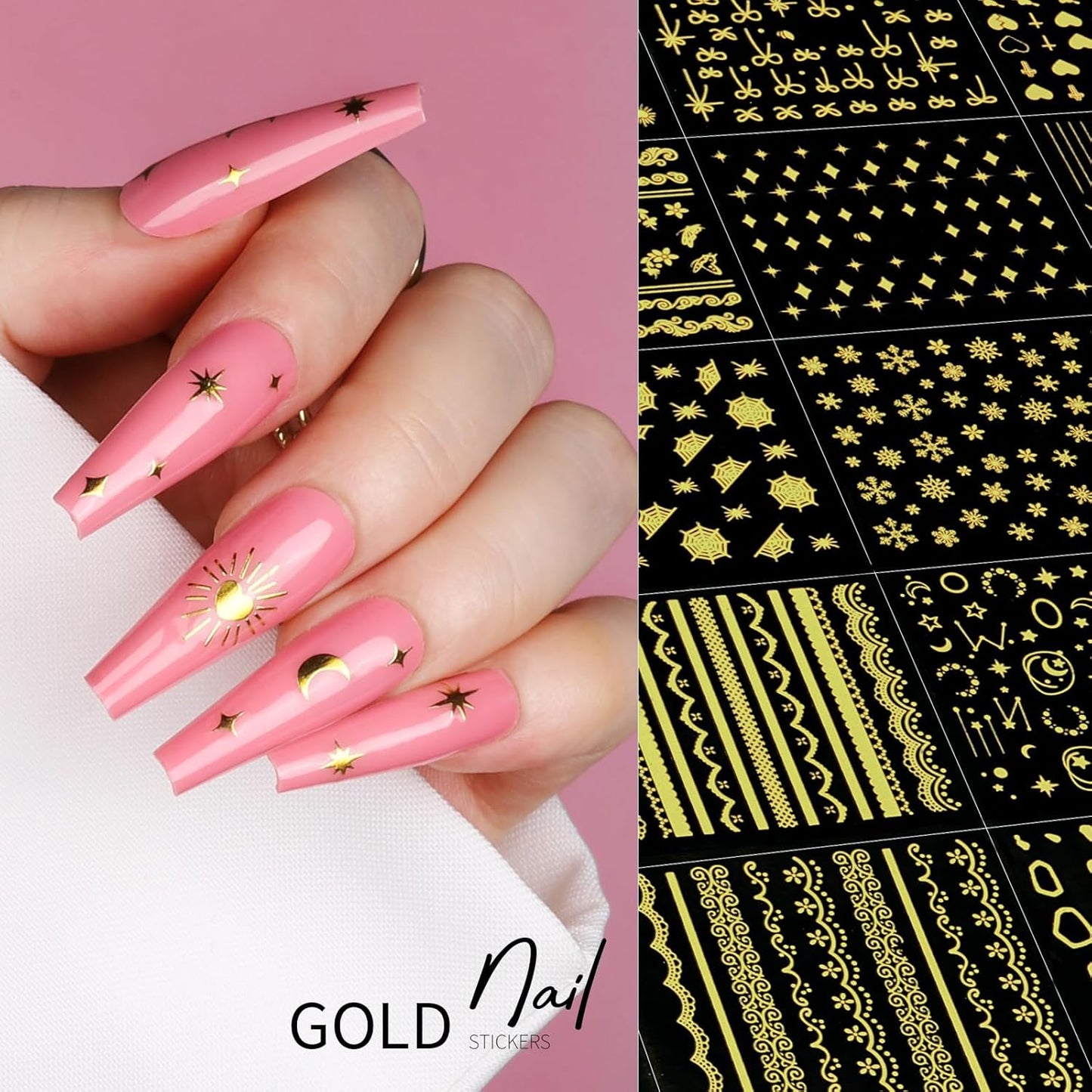 Teenitor 50 Sheets Nail Stickers for Nail Art, Flower Nail Art Stickers Gold Floral Nail Decals for Nails Design, Nail Decor Nail Accessories for Women Girls Kids Summer-Velvo Beauty