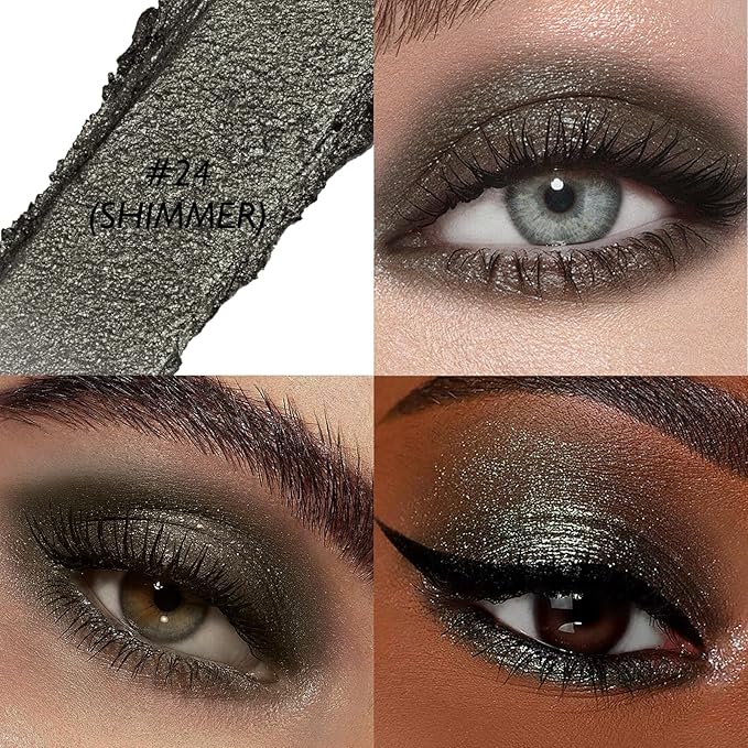 Black Shimmer Eyeshadow Stick, Waterproof Cream Eye Shadow Pencil Long-Lasting Crease-Proof Glitter Eyeshadow Crayon Smooth High Pigmented Highlighter Blendable Neutral Eye Shadow Liner Makeup-Velvo Beauty