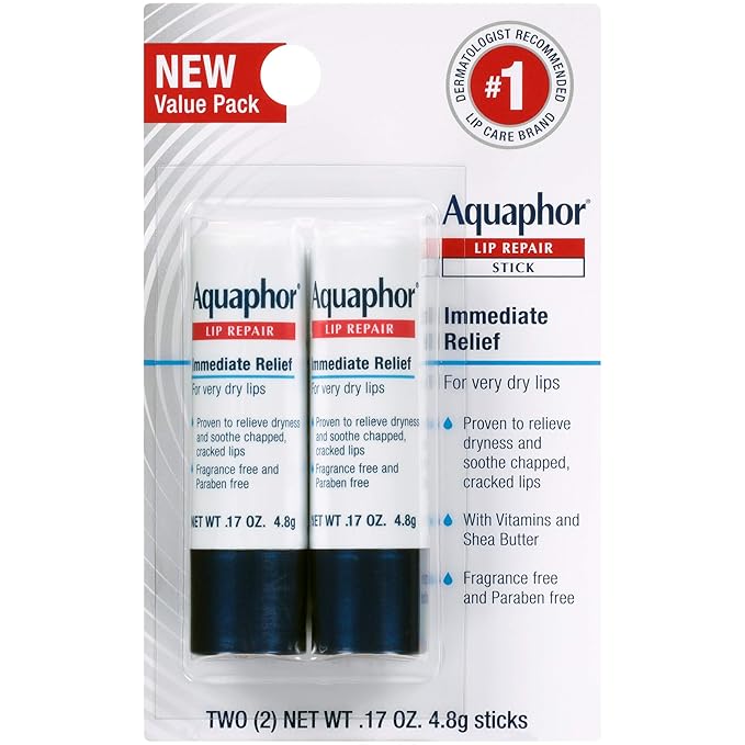 Aquaphor Lip Repair, Moisturizing Lip Balm Set, Soothes Dry Chapped Lips, Lip Repair Stick, 0.17 Oz (Pack of 2) + Lip Repair and Protect Stick, Lip Balm with Sunscreen SPF 30, 0.17 Oz (Pack of 2)-Velvo Beauty