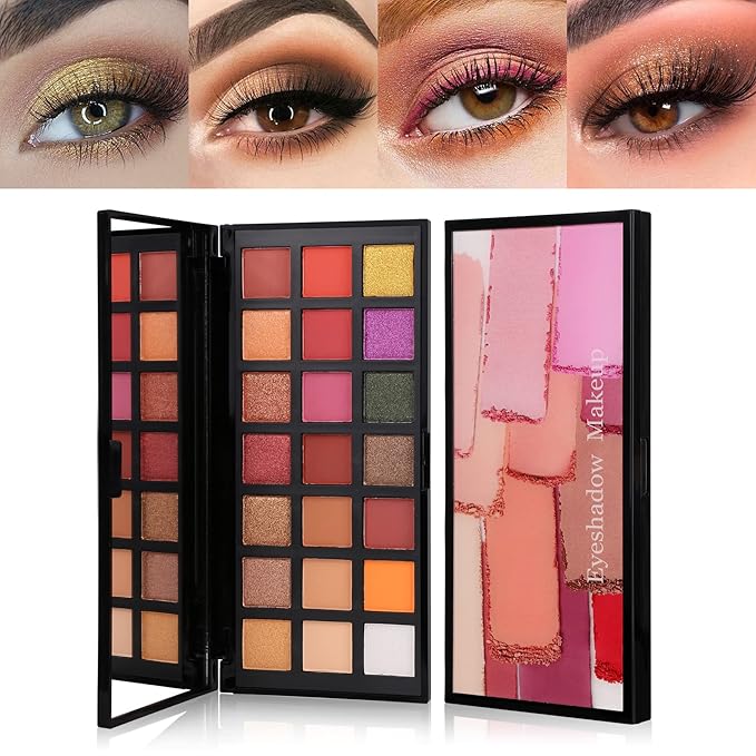 Matte Eyeshadow Palette, Nude Eyeshadow Palette Makeup Set, Matte Shimmer High Pigmented Blending Powder Velvet Texture Eye Shadow Kit-Velvo Beauty