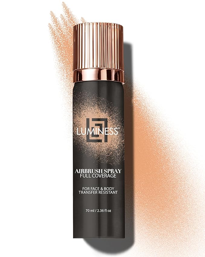 LUMINESS Spray Airbrush Foundation Makeup, Shade 050 - Lightweight, Full Coverage Foundation for Face, Neck & Body - Water-Based Concealer for Seamless Blending, Natural-Looking Finish, 2.36 fl oz-Velvo Beauty