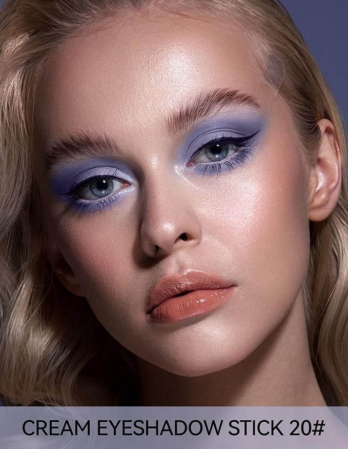 Erinde Waterproof Cream Eyeshadow Stick, Matte Nude Eye Shadow Sticks, Longwear Blendable High Pigmented, Neutral Eye Shadow Sticks Matte for Older Eyes, Smokey Eyeshadow Pencil Crayon, 20 Periwinkle-Velvo Beauty