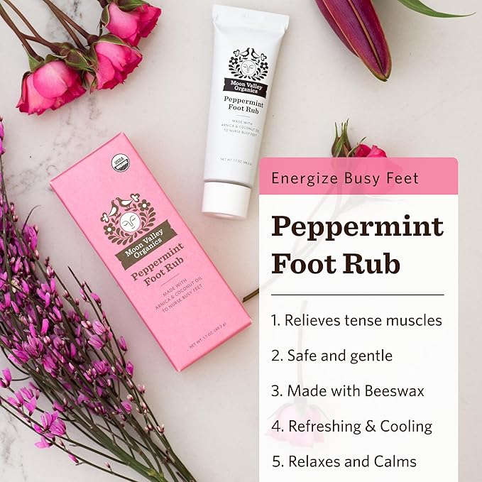 Moon Valley Organics Peppermint Foot Balm – Organic Cooling Foot Rub with Lavender, Arnica and Mint-Velvo Beauty