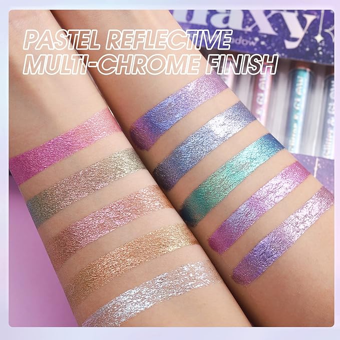 BestLand Liquid Glitter Eyeshadow Set, Multichrome Glitter Shimmer Eye Looks Waterproof Long Lasting Quick-Drying Sparkling Eye Shadow Liquid Highlighter Christmas Makeup Kits (Magic Color)-Velvo Beauty