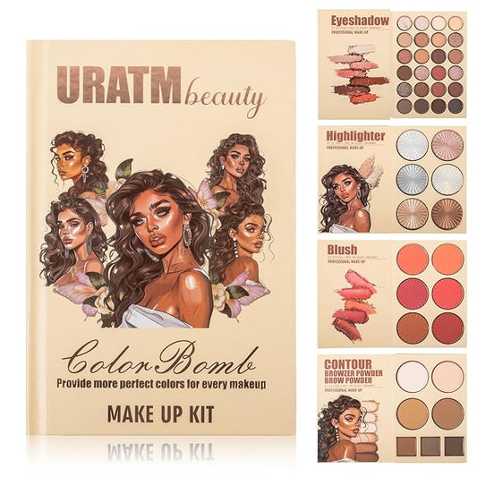 4-Layer Book-Style Foldable Makeup Palette Set | Portable & Long-Lasting | Contour Blush Highlight Eyeshadow, Professional 43 Shades, Suitable for Multiple Skin Tones & Makeup Looks, Gift Idea-Velvo Beauty