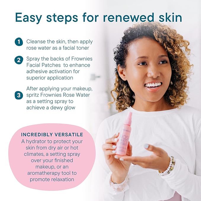 Frownies Rose Water Hydrator Spray - Hydrating Face Mist - Oil Control Toner for Face - Suitable for All Ages and Skin Types, 2oz-Velvo Beauty