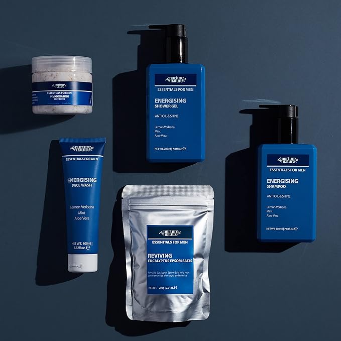 Nurture by Nature Mens Gift Set, Fathers Day Gifts, 5 x Men's Body Care Products Included, Gift Set Men, Mens Gift Basket, Men Body Wash Set, Men Bath Set, Self Care for Men, Men's Shower Kit-Velvo Beauty
