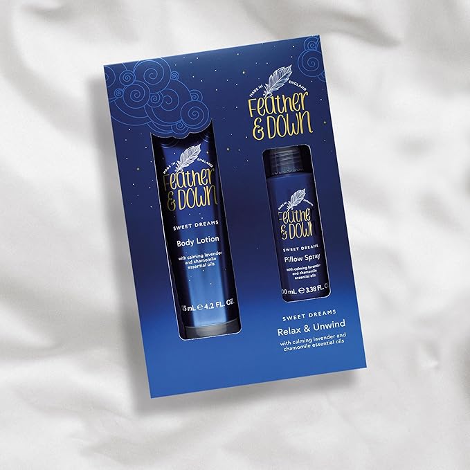 Feather & Down Sweet Dream Relax and Unwind Gift Set (100ml Pillow Spray & 125ml Body Lotion) - With Calming Lavender & Chamomile Essential Oils-Velvo Beauty