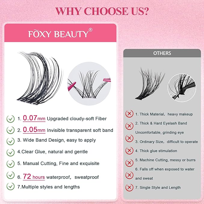 Lash Clusters Kit - Wispy Natural & Manga Spiky Lash Cluster Invisible band 8-16mm Eyelash Clusters Kit D Curl Lash Extension Kit WideSpan with Bond and Seal DIY at Home-Velvo Beauty