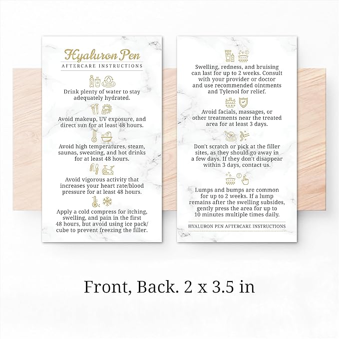 100 Pack - Premium Hyaluron Pen Lip Filler Aftercare Instructions Card 2 x 3.5" Accessories Supplies Kit Care - HP22A100_N-Velvo Beauty