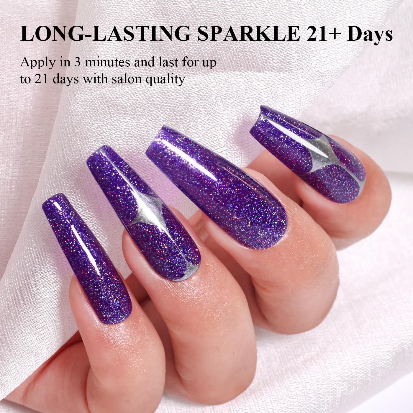 Imtiti Glitter Gel Nail Polish, Purple Iridescent Glitter Nail Gel Polish Diamond Shimmer Sparkle Soak Off UV LED Spring Summer Manicure 10ML-Velvo Beauty