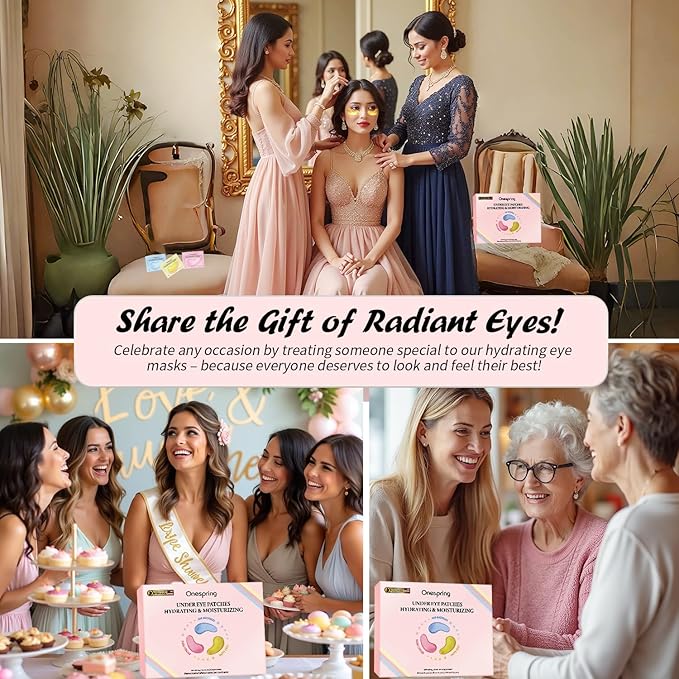 Eye Mask Gift Box (48 Pairs) - Caffeine, 24K Gold, Retinol Triple Energy - Fights Puffiness, Dark Circles, Fine Lines, Firming Under Eye Patches - Birthday, Bachelorette Party, Bridesmaid Gift-Velvo Beauty