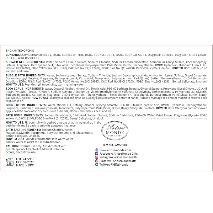 Spa Gift Baskets for Women, Gift Set for Mom Enchanted Orchid Scent, Home Spa Kit with Bubble Bath, Body Lotion, Bath Bomb, Bath Salt, Bath Gift Baskets, Birthday Gifts for Women-Velvo Beauty