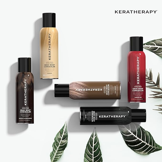 Keratherapy Keratin Infused Perfect Match Gray Root Concealer Spray, Auburn Red, 3 oz, 118 ml - Root Cover Up Spray to Hide Gray Roots - Keratin Therapy Hair Darkening & Temporary Scalp Concealer-Velvo Beauty