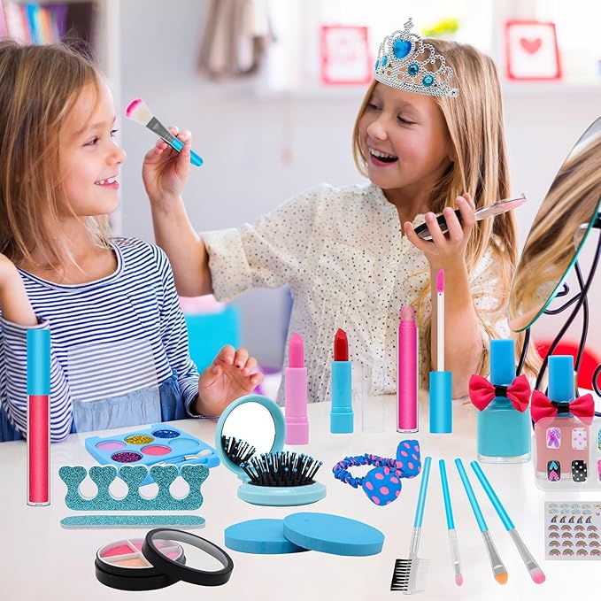 Kids Makeup Kit for Girl Toys, Princess Toys With Makeup kit Nail Polish Set Little Girls Toddlers Dress up Set Birthday Gift Play Makeup Kits For Girls Ages 6-10-Velvo Beauty