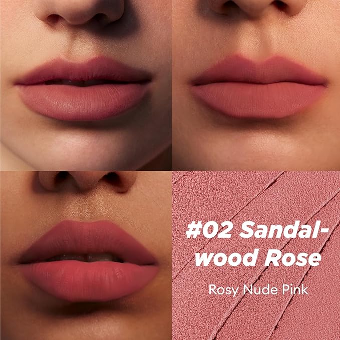 ITY Velvet Matte Finish Lip Stain-Mousse Textured Pudding Pot Lip Clay with Brush, Nude Shade, Dual-Use as Lipstick and Blush, Conceals Lip Lines, Rich Pigment, 0.21 oz (6g) in Sandalwood Rose-Velvo Beauty