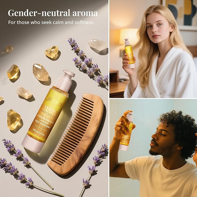 Leave-In Hair Oil with Frankincense & Lavender – Natural Essential Oil Aroma, Deep Nourishment & Frizz Control for Dry, Damaged Hair – Lightweight No-Rinse Oil, 3.4 fl oz (100ml)-Velvo Beauty