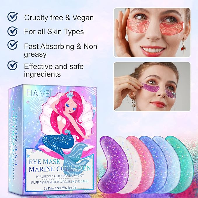 Under Eye Patches(18 Pairs) for puffy eyes - Eye Mask with Natural Marine Collagen, Diminish dark circles, Wrinkles, Hyaluronic Acid - Anti-Aging Under Eye Mask for Face Care-Velvo Beauty