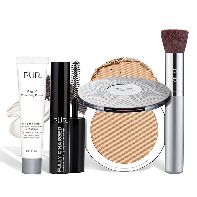 PÜR Beauty Multitasking Essentials Best Sellers Kit, Everyday Look Deluxe Kit, Condition & Moisturize Skin, Cruelty Free, Light Tan-Velvo Beauty