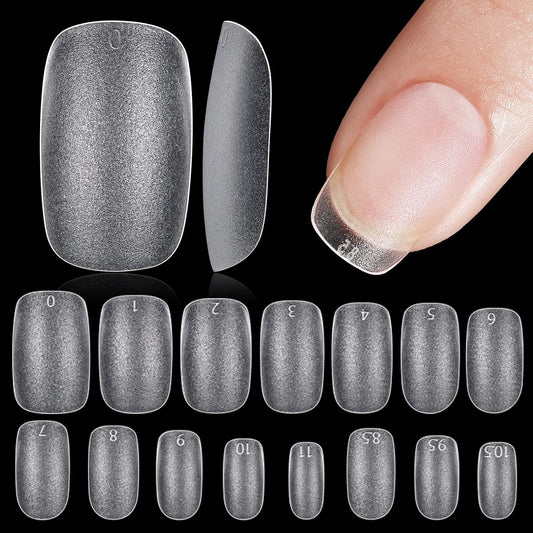TOMICCA Short Oval Nail Tips, 240Pcs 15Sizes Double Sided Matte Nail Tips for Manicure, Acrylic Full Cover Fake False Press on Nails for Home DIY Art-Velvo Beauty