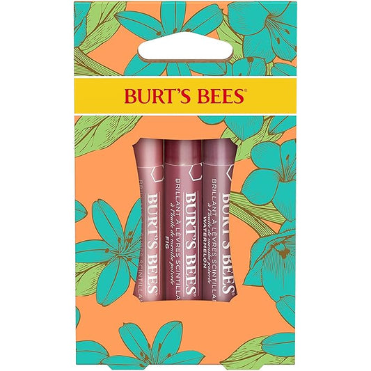 Burt's Bees Lip Balm Spring Gifts, 3 Nourishing Lip Care Shimmers for All Day Glow, Kissable Color Spring Gift Set -Peony, Fig & Rhubarb (Packaging May Vary)-Velvo Beauty