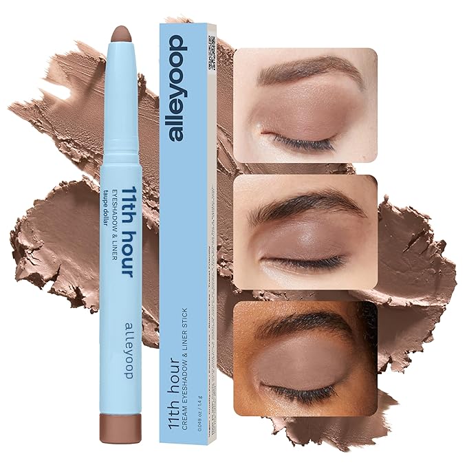 ALLEYOOP 11th Hour Waterproof Cream Eyeshadow Stick – Long-Lasting Eye Shadow Pencil & Eyeliner, Cream to Powder Stick & Highlighter – Smudge-Proof Eyeshadow Matte, Taupe Dollar Matte-Velvo Beauty