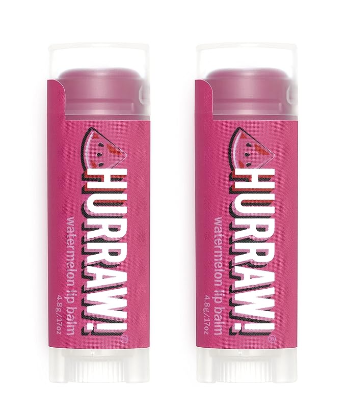Hurraw! Watermelon Lip Balm, 2 Pack: Organic, Certified Vegan, Cruelty and Gluten Free. Non-GMO, 100% Natural Ingredients. Bee, Shea, Soy and Palm Free. Made in USA-Velvo Beauty