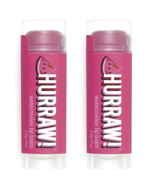 Hurraw! Watermelon Lip Balm, 2 Pack: Organic, Certified Vegan, Cruelty and Gluten Free. Non-GMO, 100% Natural Ingredients. Bee, Shea, Soy and Palm Free. Made in USA-Velvo Beauty