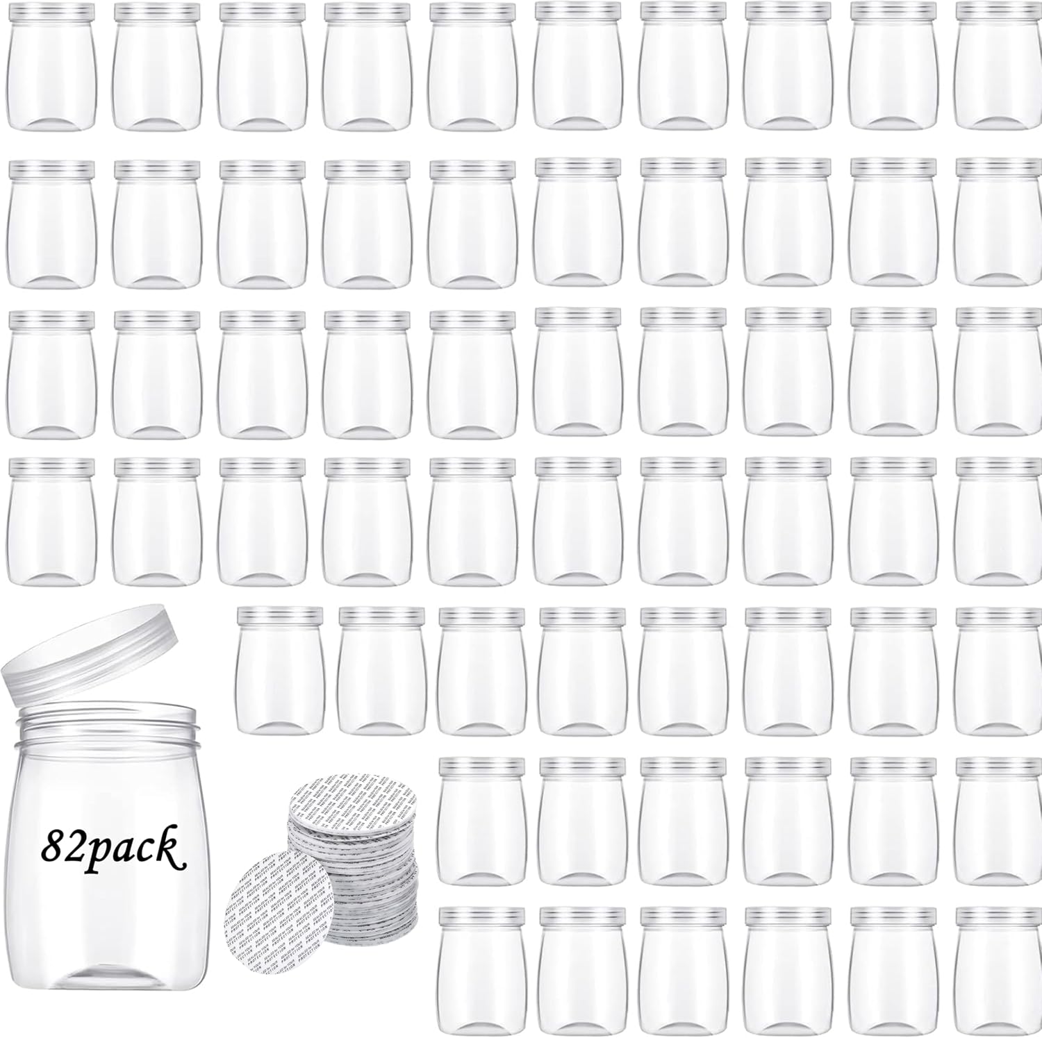 Mini Pudding Jars 82Pack, 5oz/150ml Plastic Favor Jar with Lids, Candy jars,Yogurt Containers with Pressure Sensitive Seal, Mason Jar,Jam,Bath Salt Jars Wedding Favors Honey Pot-Velvo Beauty