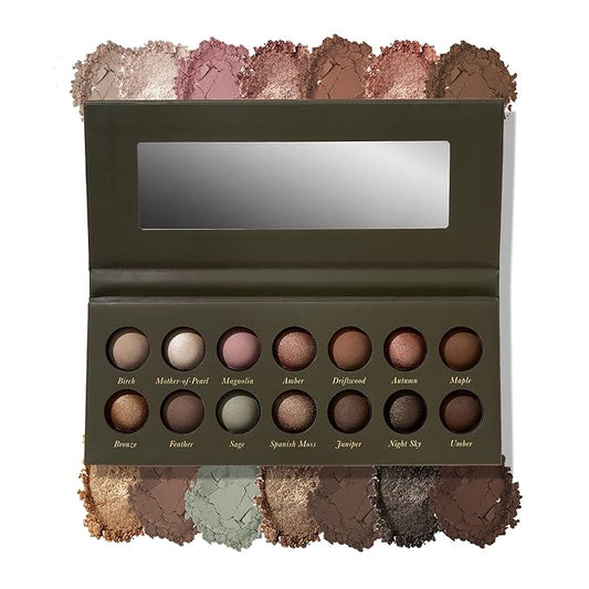 LAURA GELLER NEW YORK The Delectables Earthy Essentials Baked Eyeshadow Palette | 14 Pigmented Eyeshadows Blendable Natural Look-Velvo Beauty