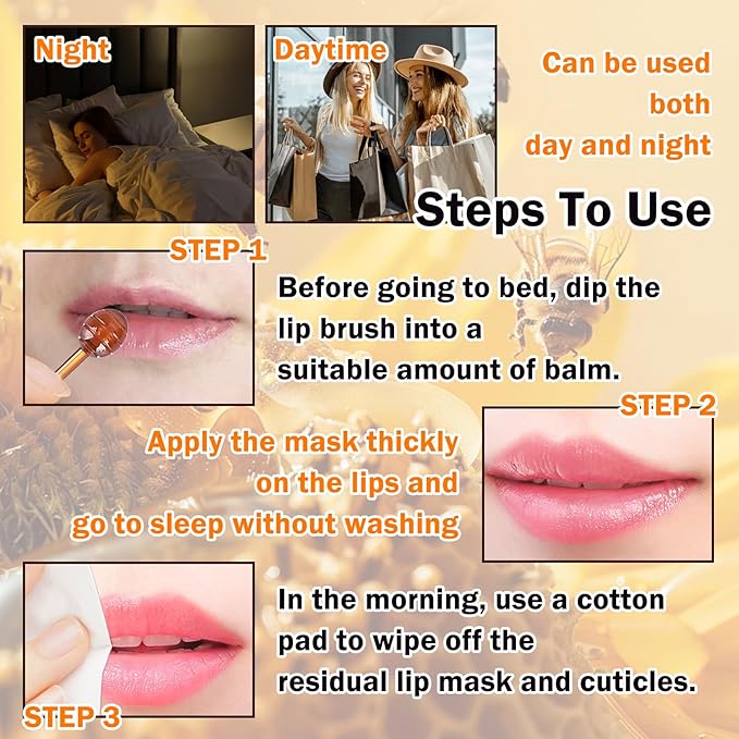 2PCS Bee Lip Balm Honey Pot,Hydrating Lip Moisturizer Cute Honey Pot Lip Balm Lip Scrubs Exfoliator with Wand,Moisturizing Exfoliating Overnight Propolis Lip Sleeping Mask for Men & Women-Velvo Beauty