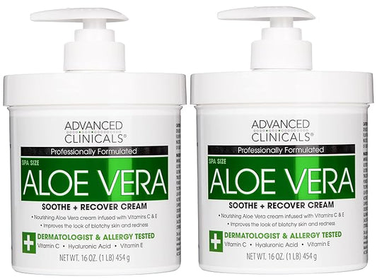 Advanced Clinicals Aloe Vera Lotion Skin Care Relief | Vitamin E Infused Hyaluronic Acid Moisturizer & Vitamin C Body Lotion For Women & Men Helps Improve Look Of Extremely Dry Skin, 16 Ounce, 2-Pack-Velvo Beauty