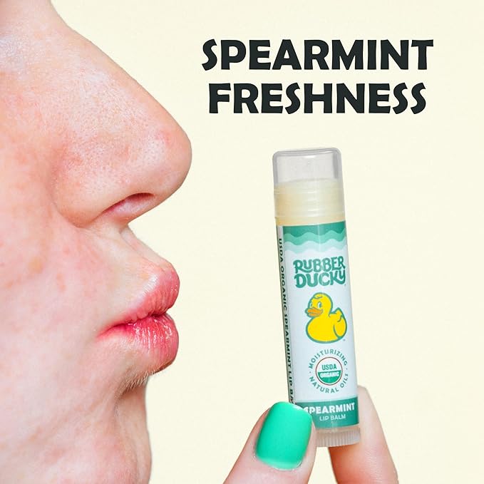 Rubber Ducky Sunscreen - Organic Lip Balm for Women, All Natural Stick with Vitamin E - Moisturizing & Hydrating Lip Balm for Dry Lips - Untinted and Non-Toxic Lip Care - Spearmint, 3 Pack-Velvo Beauty