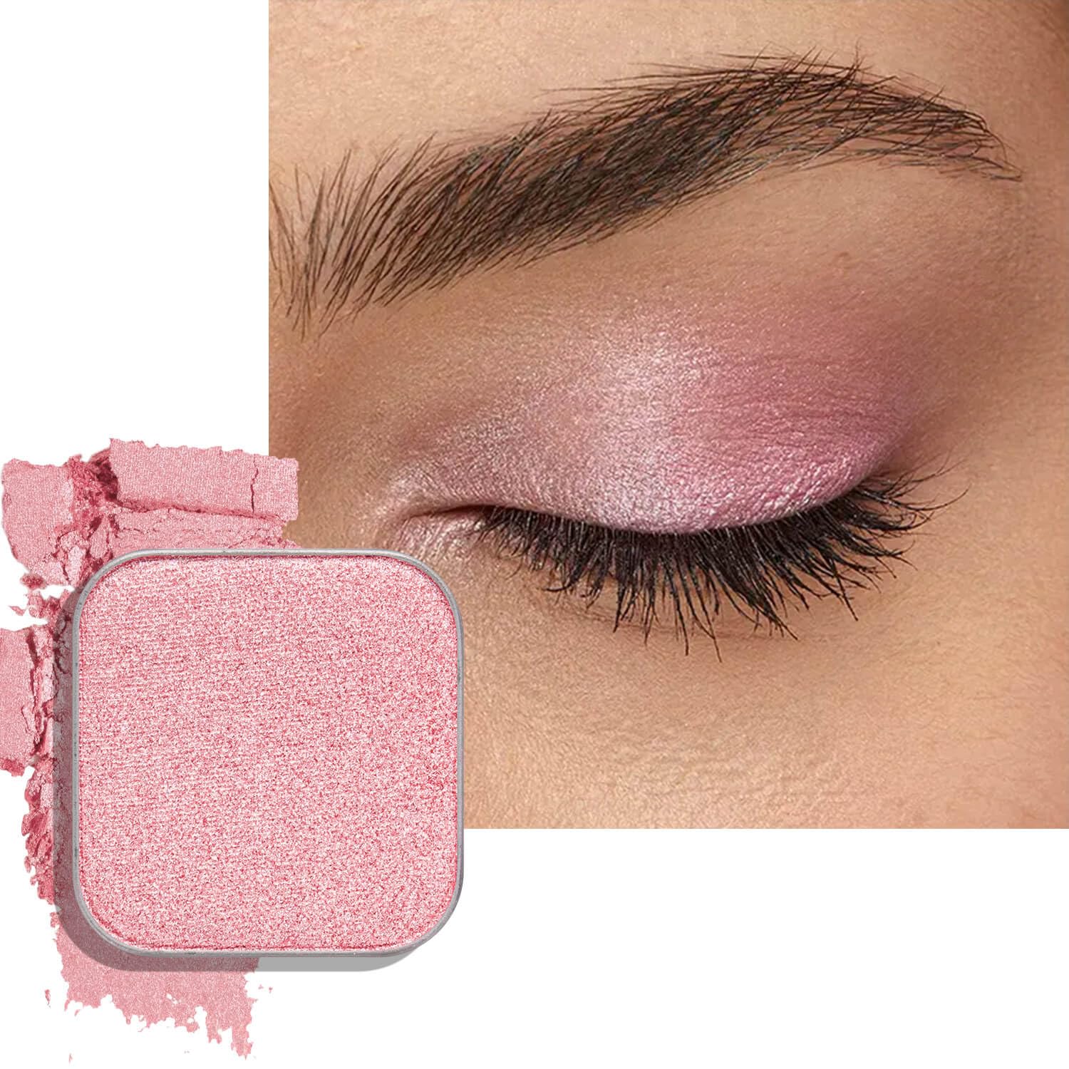 Magnetic Single Shimmer Pink Eyeshadow with Metal Pan, Light Pink Eyeshadow Refill Pan for hooded eyes, for DIY Empty Magnetic Palette (pink flamingo)-Velvo Beauty