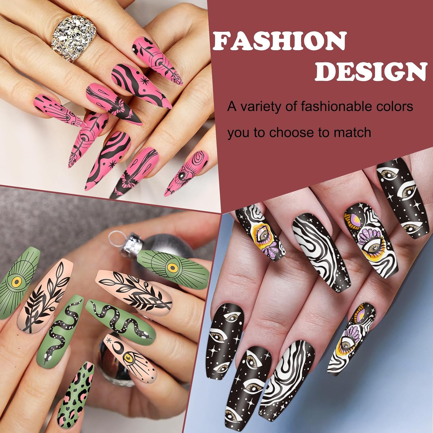 Whaline 6Pcs Gothic Halloween Nail Plates Stamping Set Skull Evil Eye Moon Stamp Templates Halloween Nail Art Plates for DIY Print Manicure Salon Design-Velvo Beauty