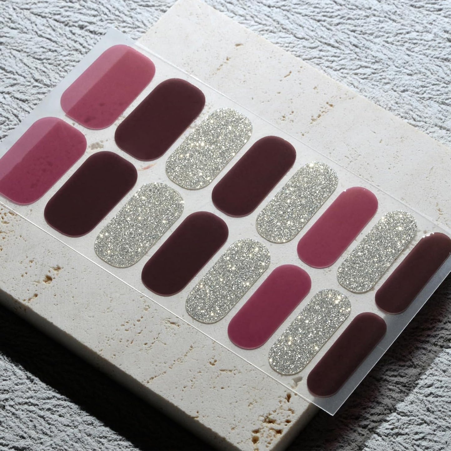 Nail Polish Strips, 32PCS Salon Quality Wraps, Long Lasting Gel Nail Stickers for Women Easy Apply& Remove (Berry Preserved)-Velvo Beauty