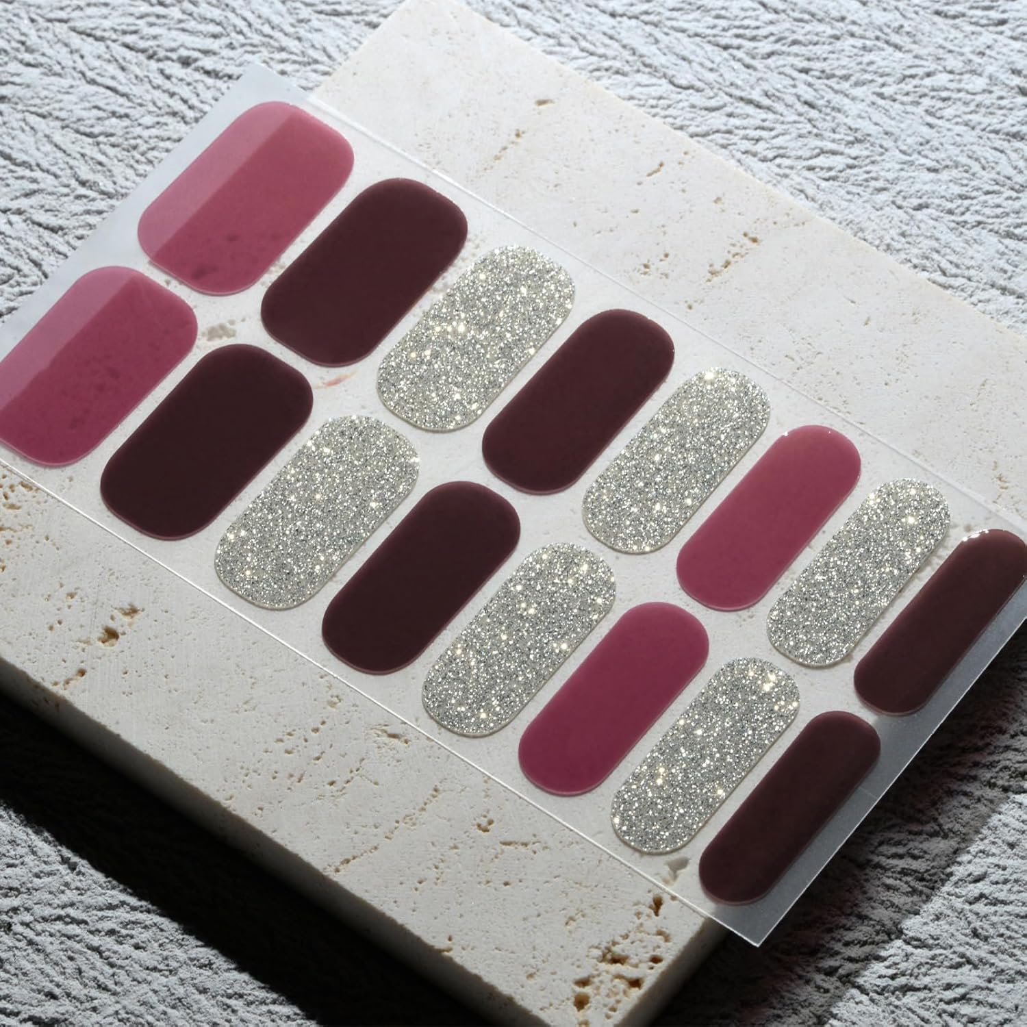 Nail Polish Strips, 32PCS Salon Quality Wraps, Long Lasting Gel Nail Stickers for Women Easy Apply& Remove (Berry Preserved)-Velvo Beauty