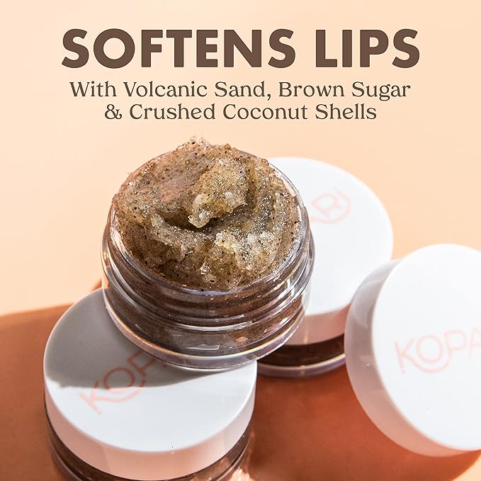 Kopari Coconut Lip Scrubby | Removes Dry Skin For Soft Lips | Volcanic Sand, Brown Sugar & Crushed Coconut Shells Hydrate Exfoliating Lip Scrub Exfoliator Moisturizer Organic Coconut Oil Vanilla Vegan-Velvo Beauty