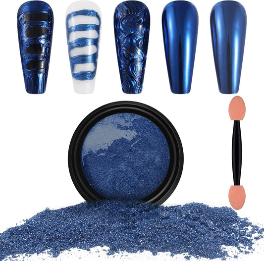 Artdone Chrome Nail Powder, Dark Blue Iridescent Aurora Powder Metallic Mirror Effect Pigment Pearlescent Mermaid Pigment Pearl Glitter Dust Kit, Nail Art Decoration, Resin Craft-Velvo Beauty