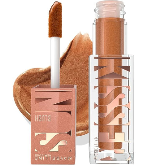 Maybelline Sunkisser Multi-Use Liquid Blush and Bronzer, Blendable, Longwear, Glowy Make Up, Electric Blush, 1 Count-Velvo Beauty