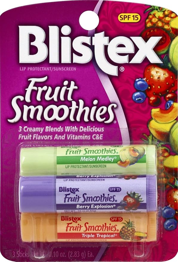 Blistex Fruit Smoothies Lip Protectant Assorted, 3 ct (Packaging May Vary)-Velvo Beauty