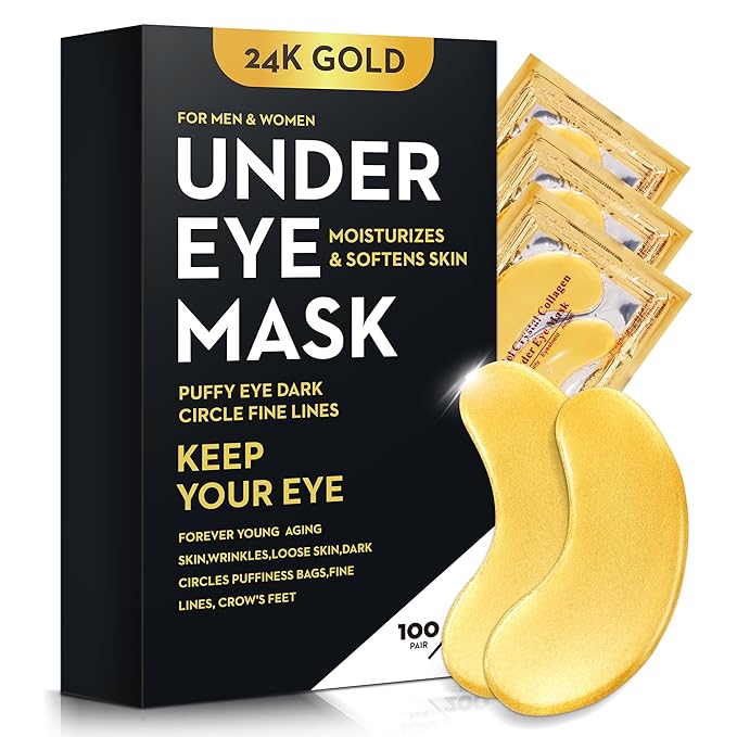 200Pcs/100 Pair Under Eye Patches Gold for Dark Circles, Puffy Eyes, and Wrinkles, 24K Gold Eye Mask for Face, Eye Cream for Men and Women-Velvo Beauty
