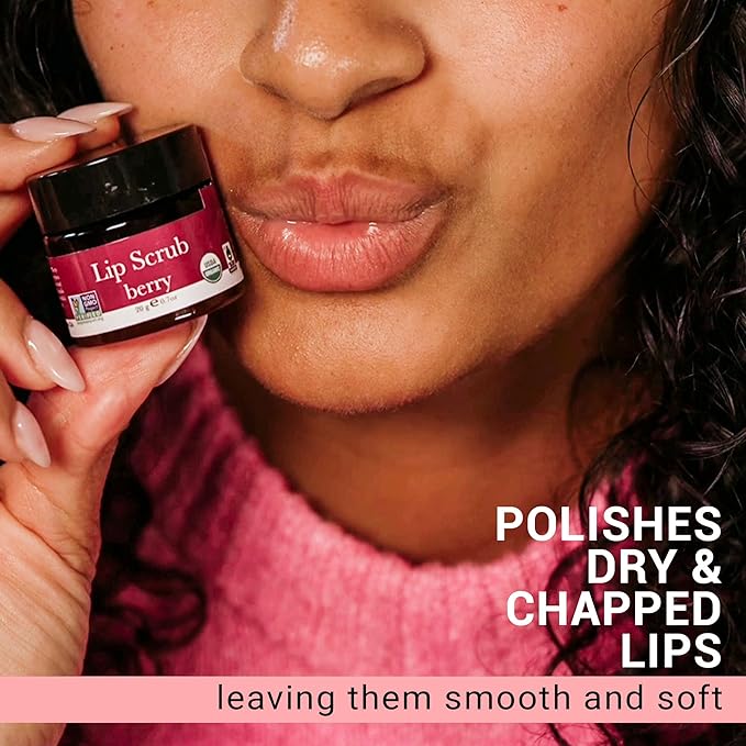 Organic Lip Scrub Berry - USA Made Exfoliating Lip Scrub with Natural & Organic Ingredients, Moisturizing Lip Exfoliator Scrub for Dry Lips, Lip Scrubber Exfoliator & Sugar Scrub for Smooth Lips-Velvo Beauty