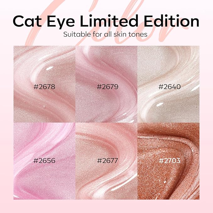modelones Cat Eye Gel Nail Polish, 6 Colors Nude Gel Polish Pink Glitter Brown with Magnet Sparkle Galaxy Series Nail Polish Kit Soak Off Led Nail Art Manicure Salon DIY Gifts-Velvo Beauty
