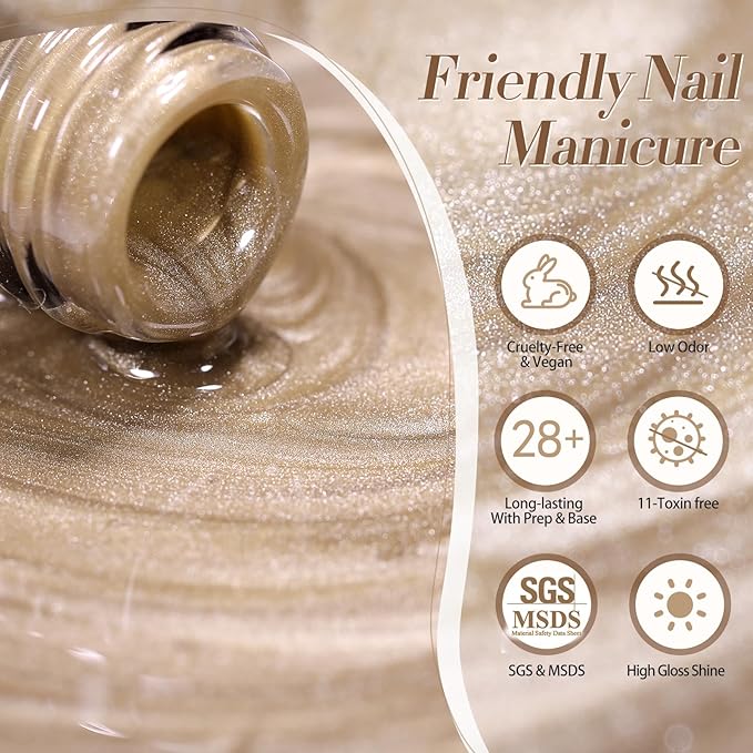 Born Pretty Cat Magnetic Eye Gel Nail Polish Cat Magnetic Shimmer Glitter Holographic Nail Polish Autumn Winter Moonlight Nude Brown Pink Purple 7ML 6PCS-Velvo Beauty