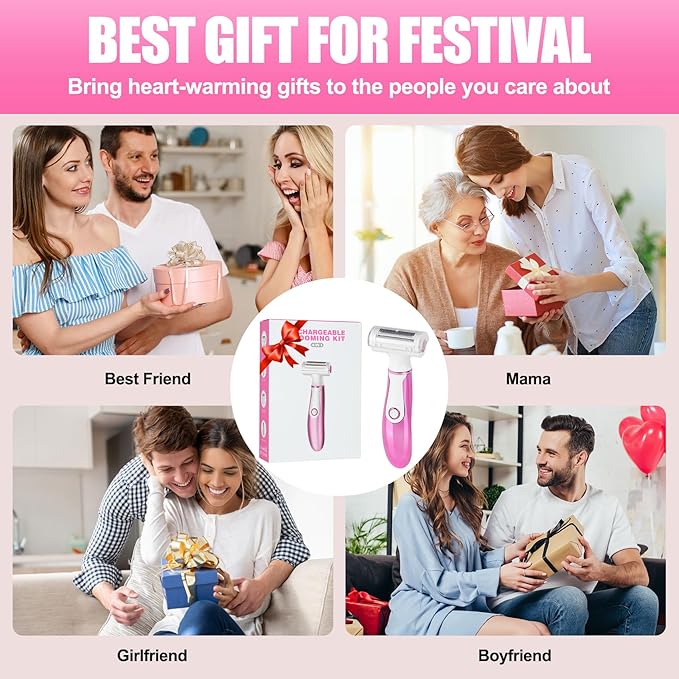 Women Face Epilator, 4-in-1 Body Shaver and Facial Epilator, Hair Removal for Face, Waterproof Facial Hair Remover for Armpits, Arms, Legsm, Bikini-Velvo Beauty