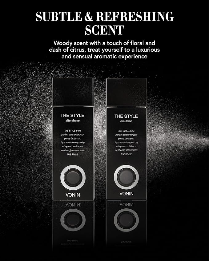 (The Style Aftershave Set, 11.5fl oz) - Men's Skincare Kit for Smooth Skin CoQ10, Cypress, AHA | Korean Skincare-Velvo Beauty