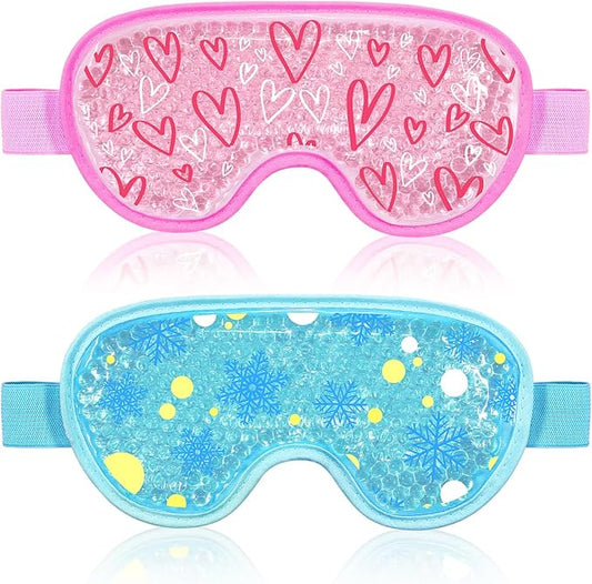 2PCS Cooling Eye Mask Gel Eye Mask, Reusable Hot Cold Therapy cold eye mask for Post Surgery, Puffiness, Dark Circles, Eye Bags, Dry Eyes, Migraines with Soft Plush Backing (Heart+Snowflake)-Velvo Beauty